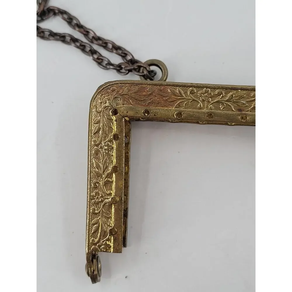 Antique French Art Nouveau Purse Frame Romantic‎ Parisian Gold Clasp